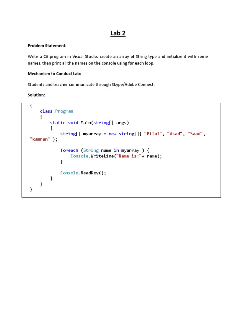 Lab Problem Statement | PDF