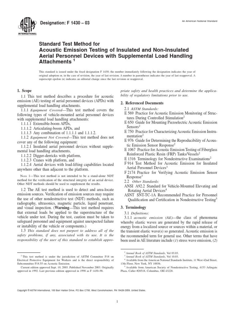 Acoustic emission testing of insulated and non insulated aerial