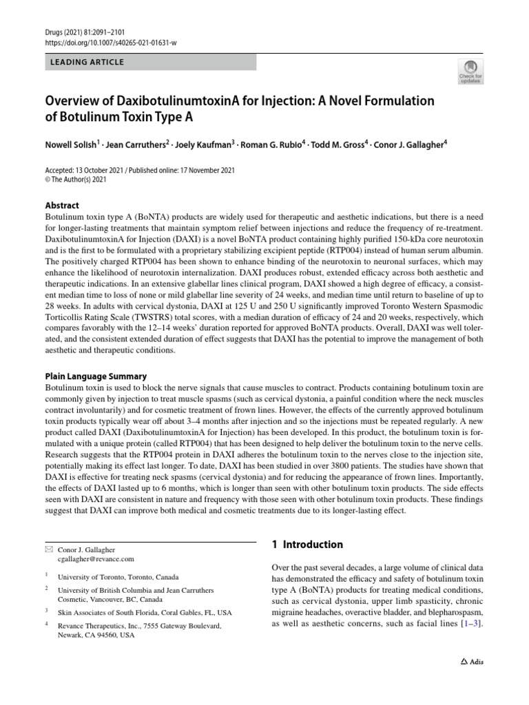 1.1 - Overview of DaxibotulinumtoxinA For Injection. A Novel ...