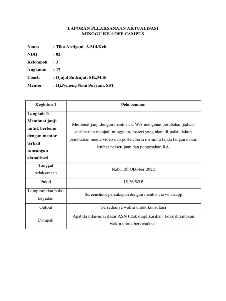 Laporan Minggu Ke-1 | PDF