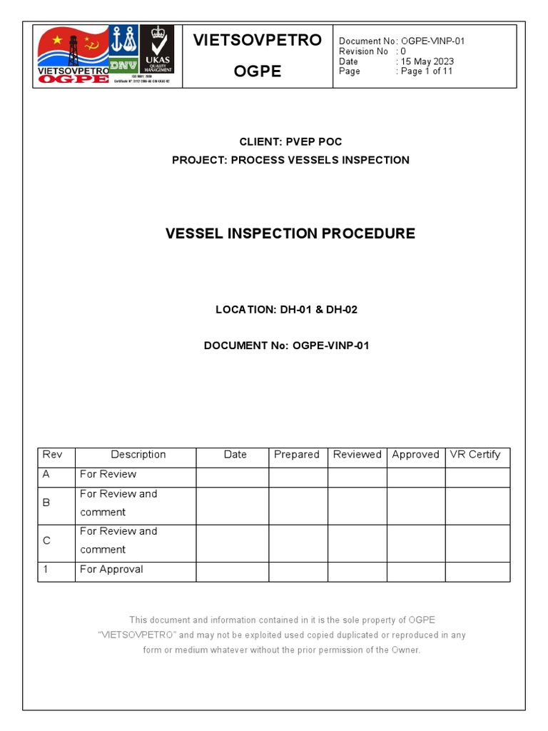 Vessel Inspection Procedure | PDF | Radioactive Waste | Waste Management