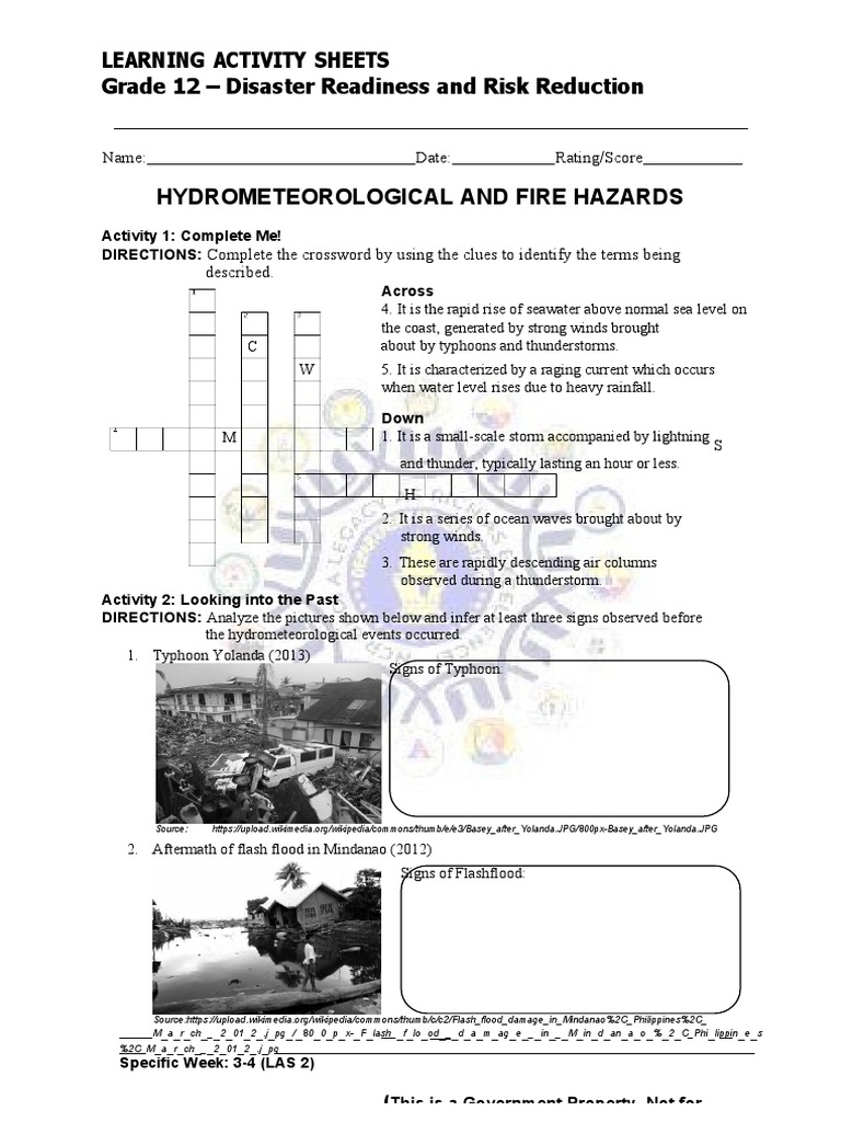 Grade 12 Disaster Readiness Activities | PDF