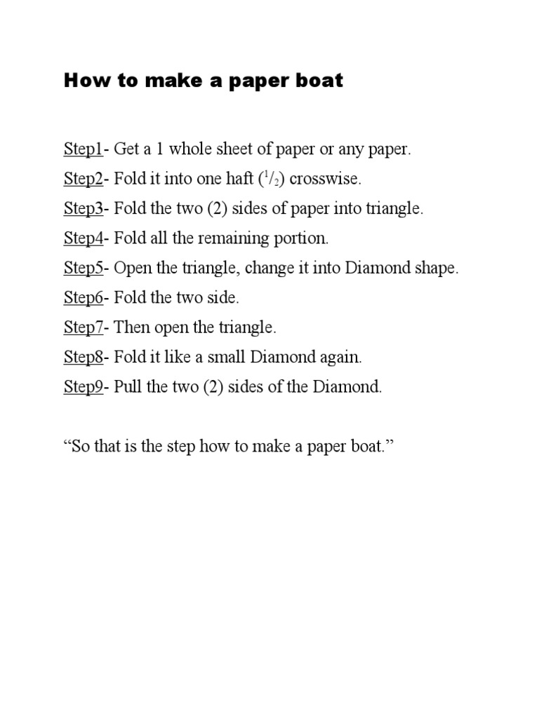 How To Make A Paper Boat PDF