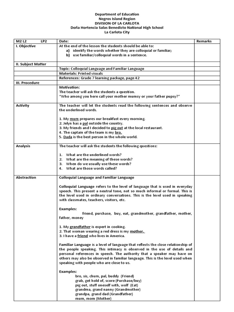 Colloquial Familiar PDF Grandparent Teachers