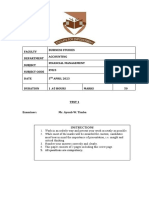 Financial Management Test 1 - Distance