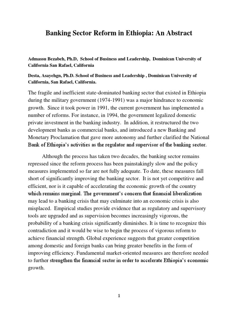 banking-sector-reform-in-ethiopia-pdf-banks-interest