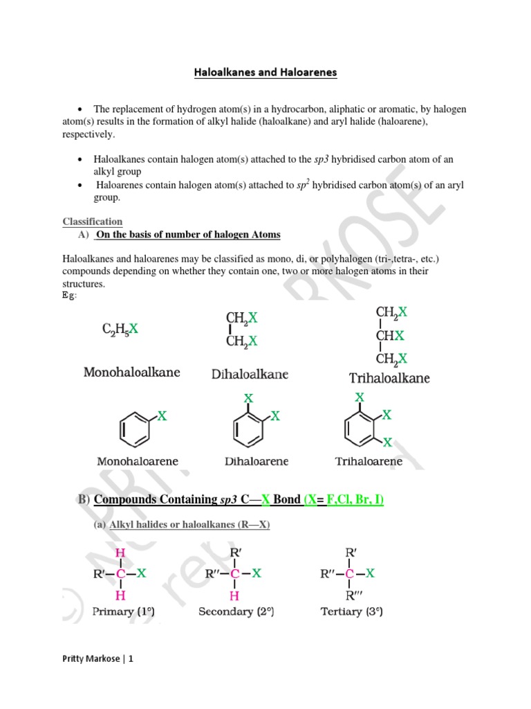 Haloalkanes and Haloarenes Overview | PDF