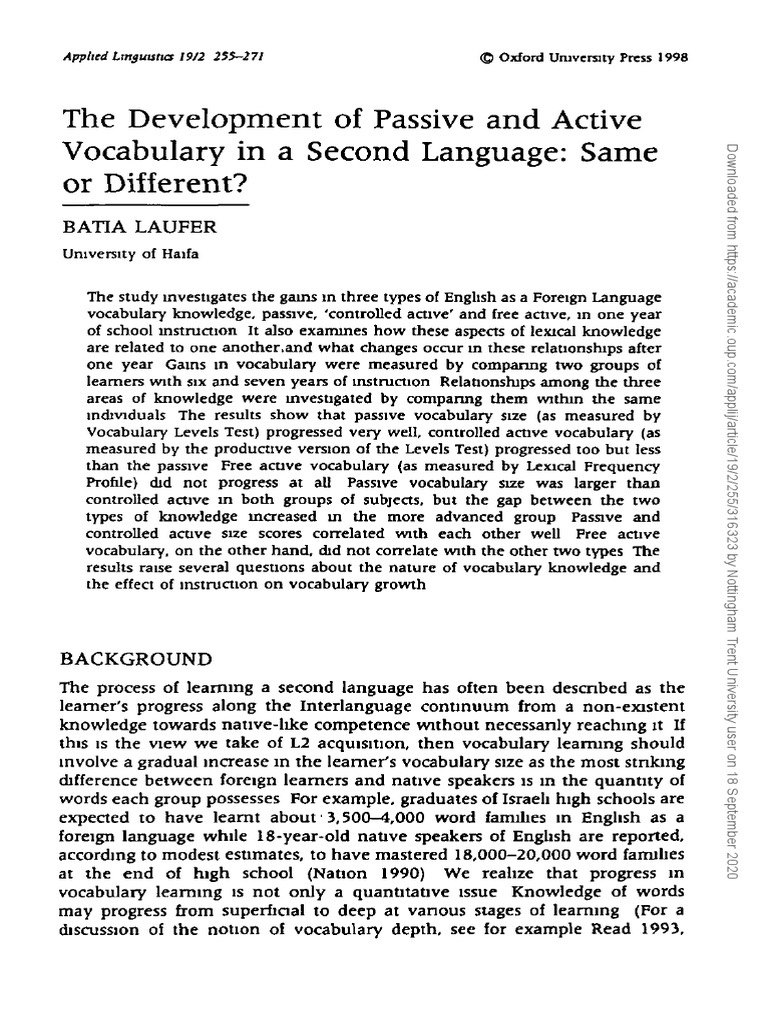 Vocabulary Development in Second Language Learning | PDF | Vocabulary ...