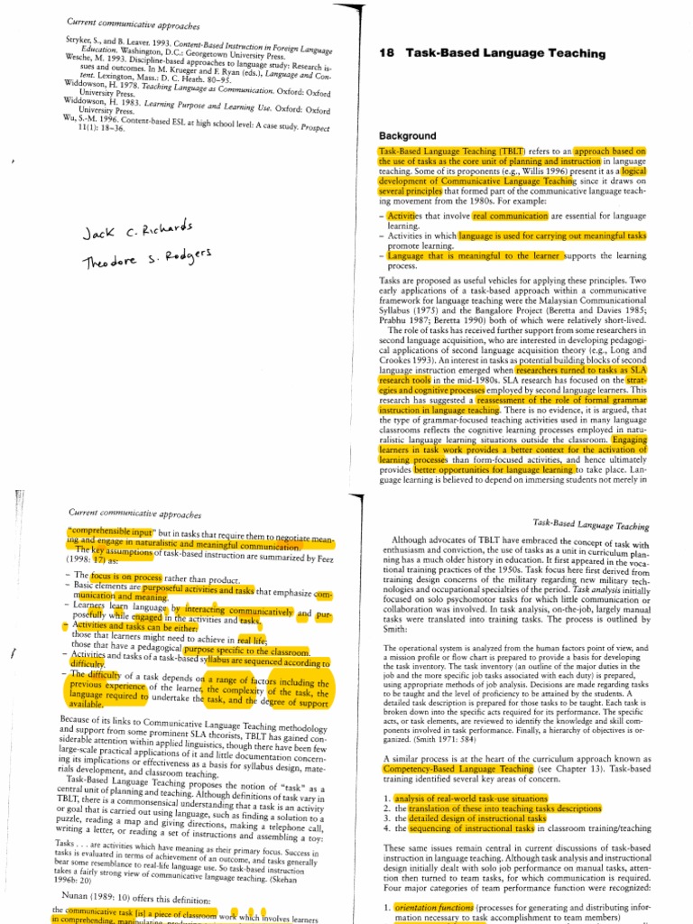 Task-Based Language Teaching Overview | PDF | Second Language ...