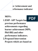 MOVs Learner Achievement and Other Performance Indicator