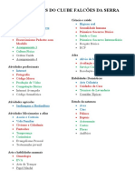 Especialidades Do Clube Falcões Da Serra