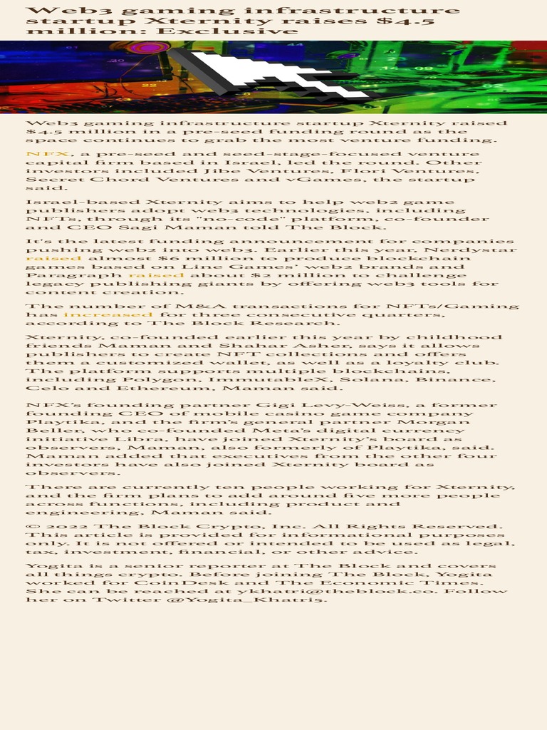 The Block Web3 Gaming Infrastructure Startup Xternity Raises 4 5