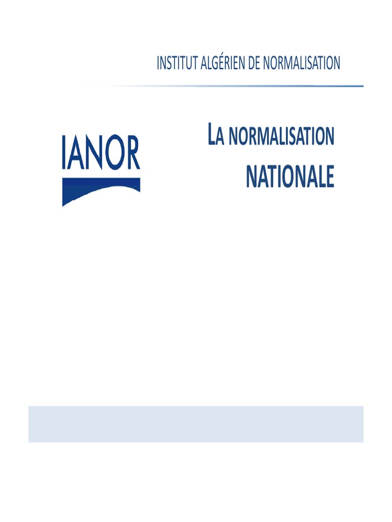 Rôle de l'Ianor dans la normalisation | PDF | Organisation ...