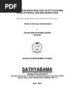 Sathyabama: A Study On Satisfaction Level of Ott Platform Usage by People, Pre and During Covid