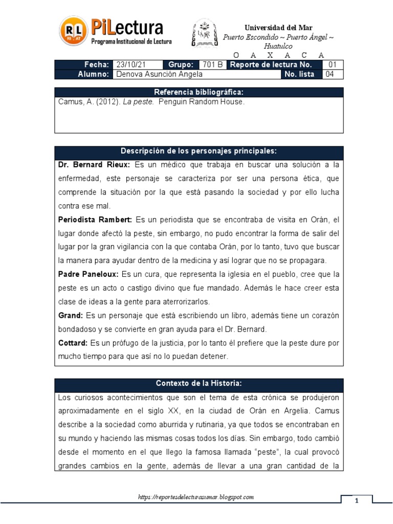 Dr. Rieux y la lucha contra la peste | PDF