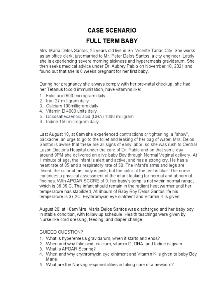 Case Analysis Full Term Baby PDF Pregnancy Childbirth