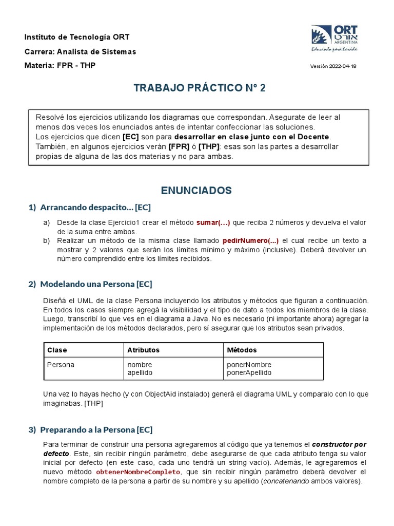 Ejercicios de Programación en Java | PDF | Constructor (Programación ...