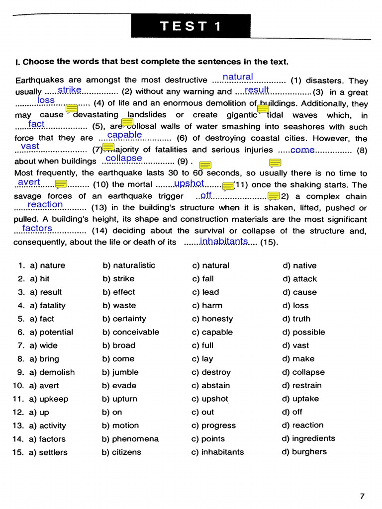 EnglishAdvancedVocabularyAndStructurePractice59 (Test 1) PDF