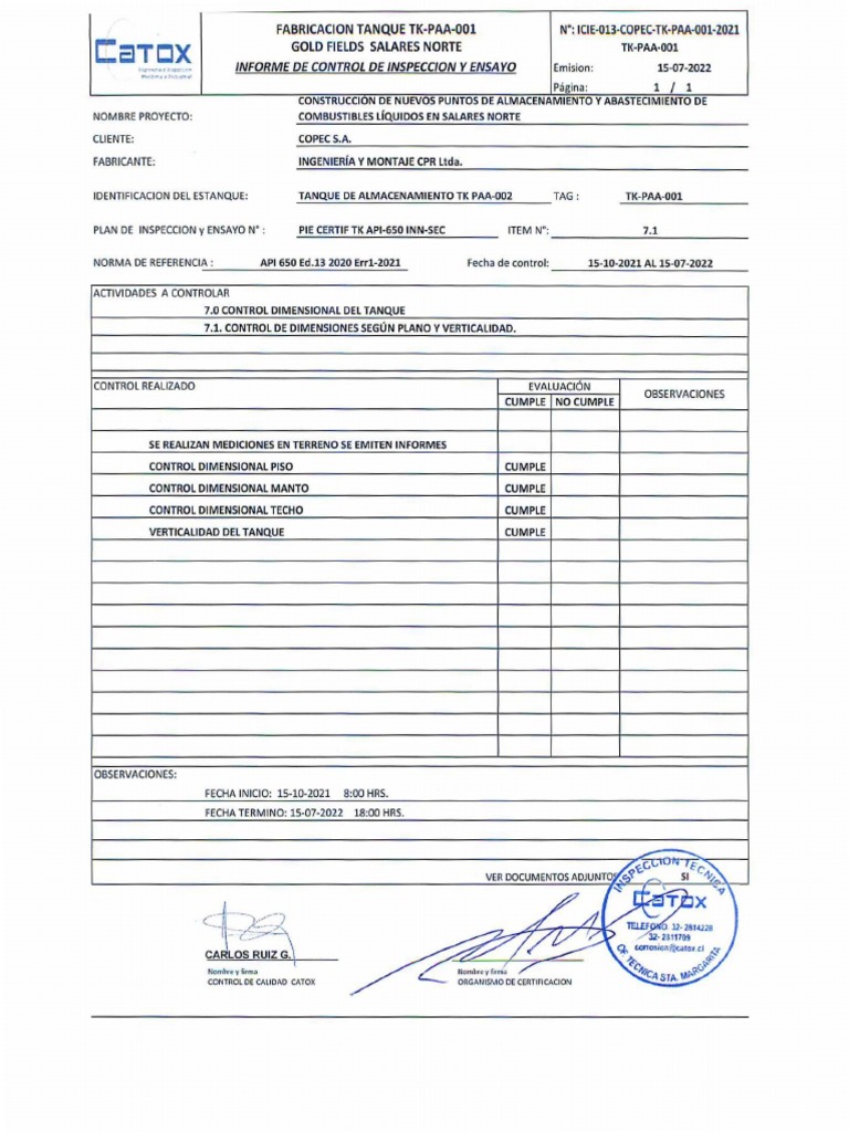Control Dimensional Del Tanque TkPaa001 PDF