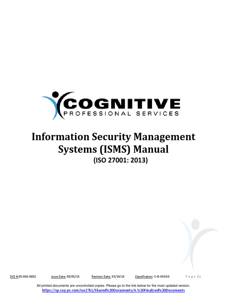 ISMS Manual ISO 27001:2013 Guide | PDF | Information Security | Risk