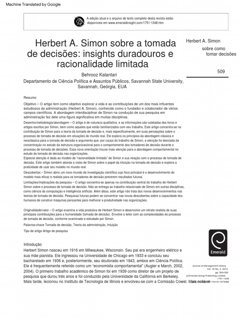 Herbert Simon On Making Decisions | PDF | Tomada de decisões ...