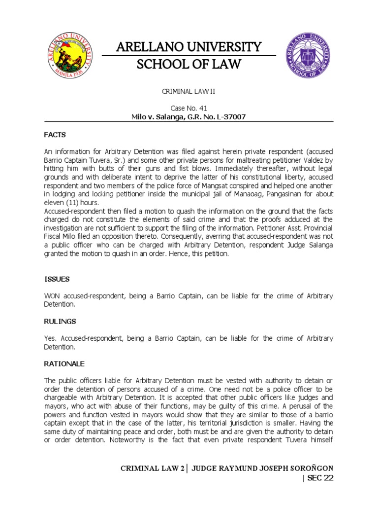 20 152 scra 113 milo vs salanga pdf detention imprisonment
