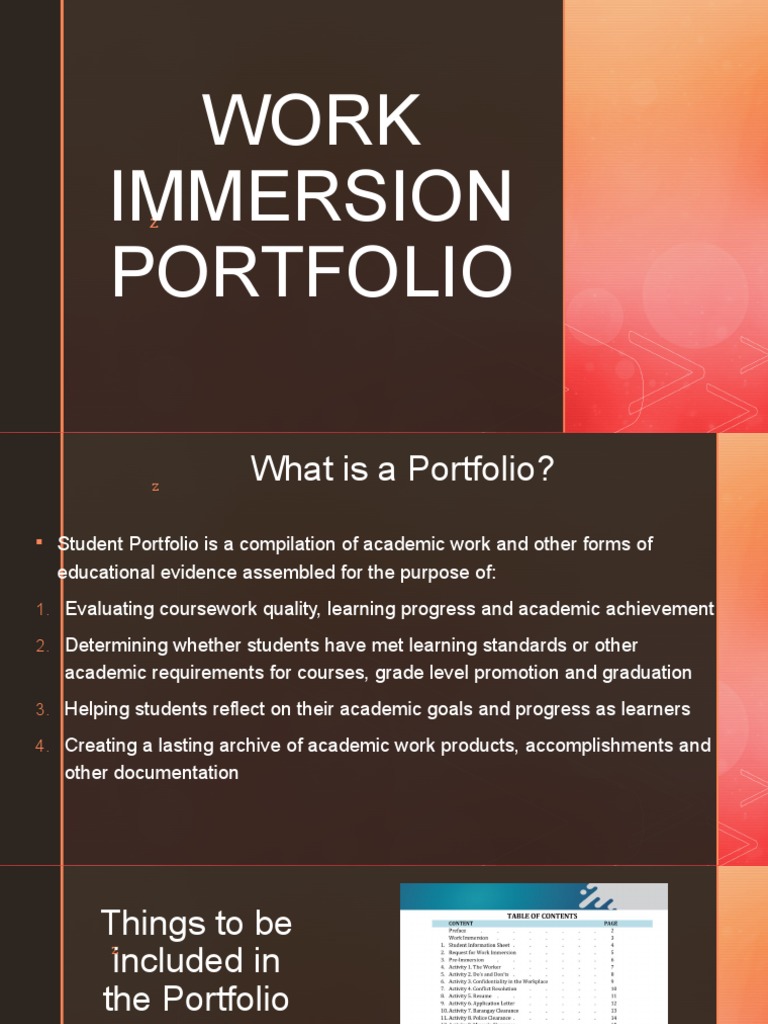 Work Immersion Portfolio PDF