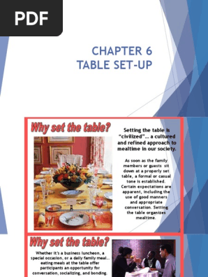 CHAPTER 6 Table Set-up
