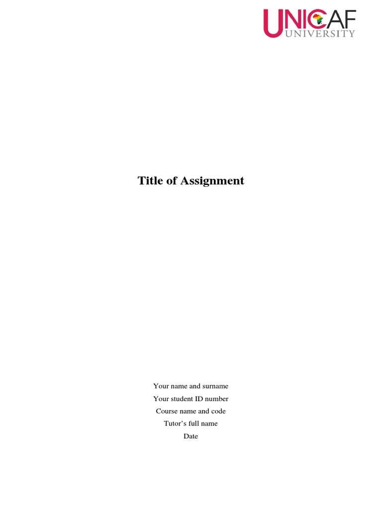 Assignments Cover Page Template PDF