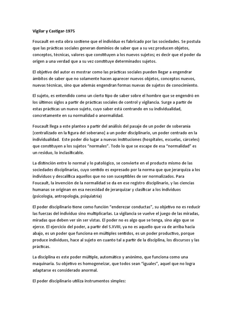 Vigilar y Castigar PDF Michel Foucault Disciplinas