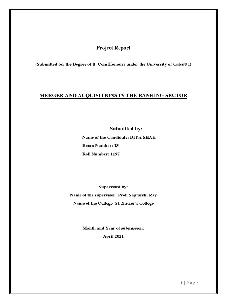 Banking Sector Mergers & Acquisitions Report | PDF | Mergers And ...