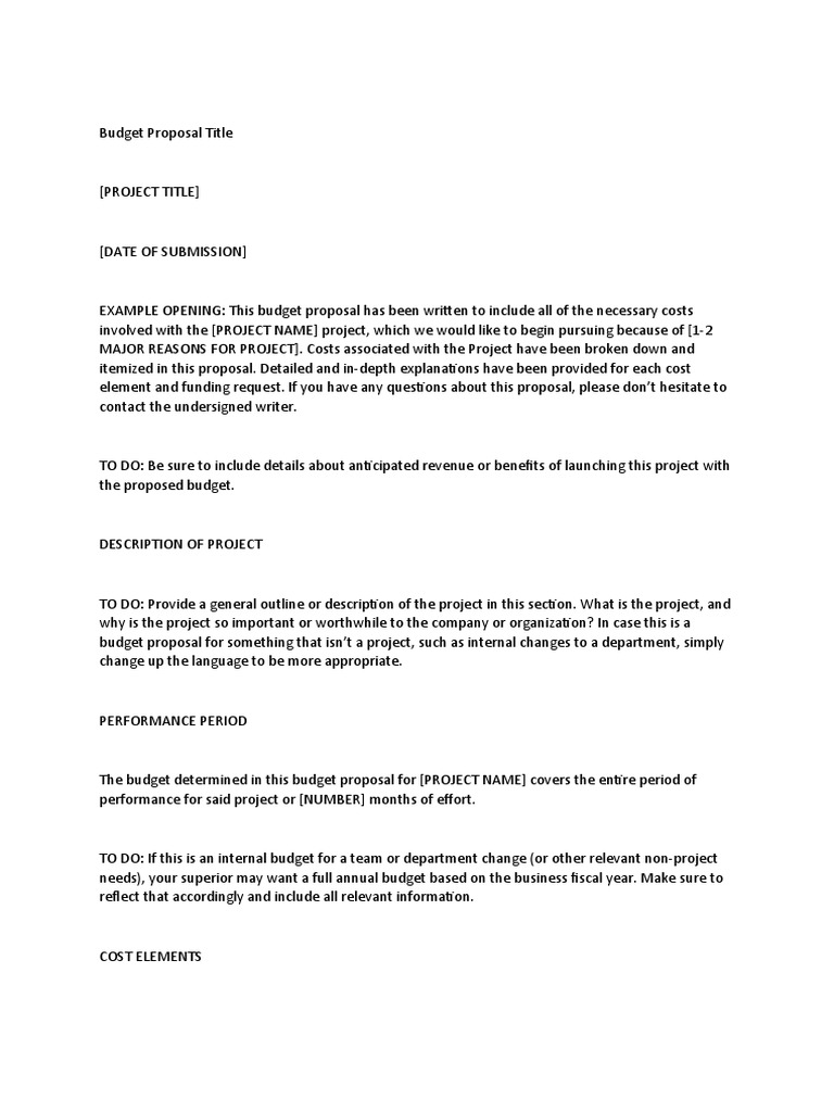 Project Budget Proposal Template | PDF | Business Economics | Economies