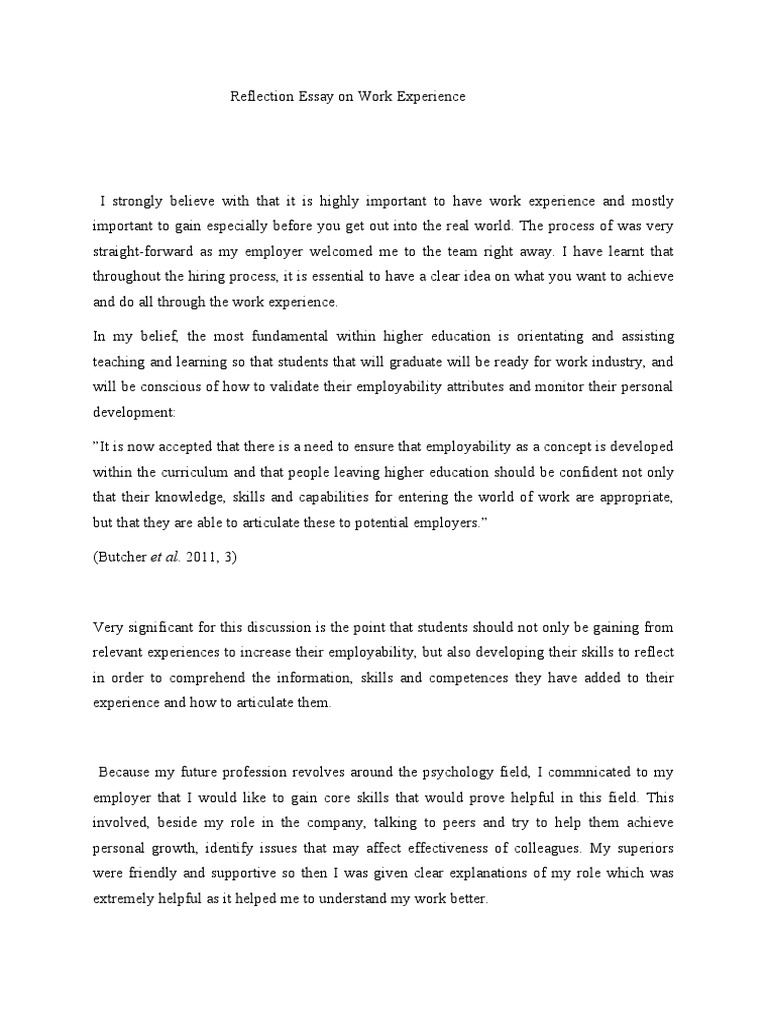 Reflective Insights on Work Experience | PDF | Experience | Learning