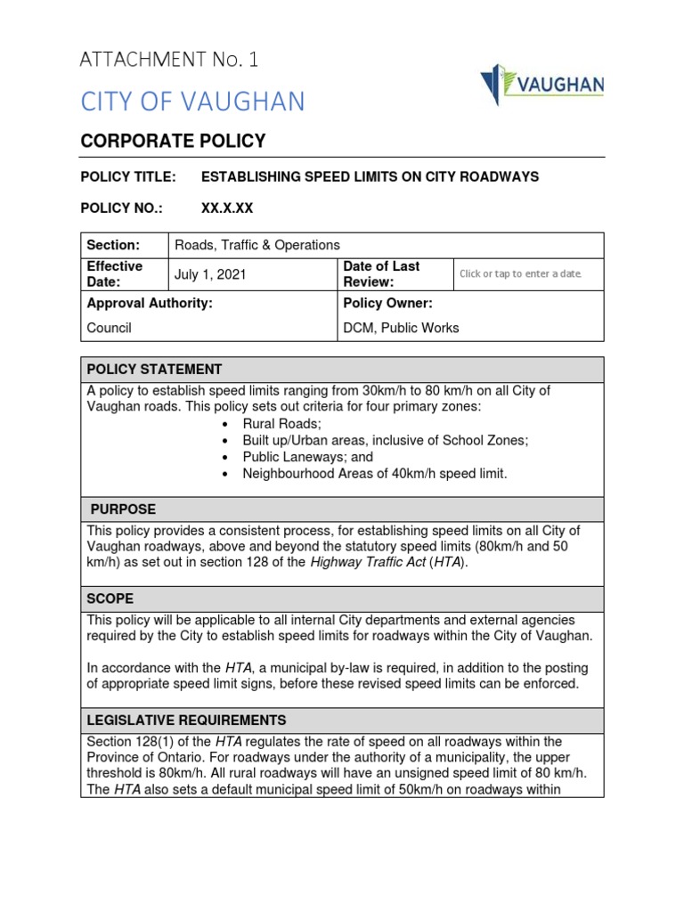 Speed Limit Policy - Accessible | PDF | Speed Limit | Lane
