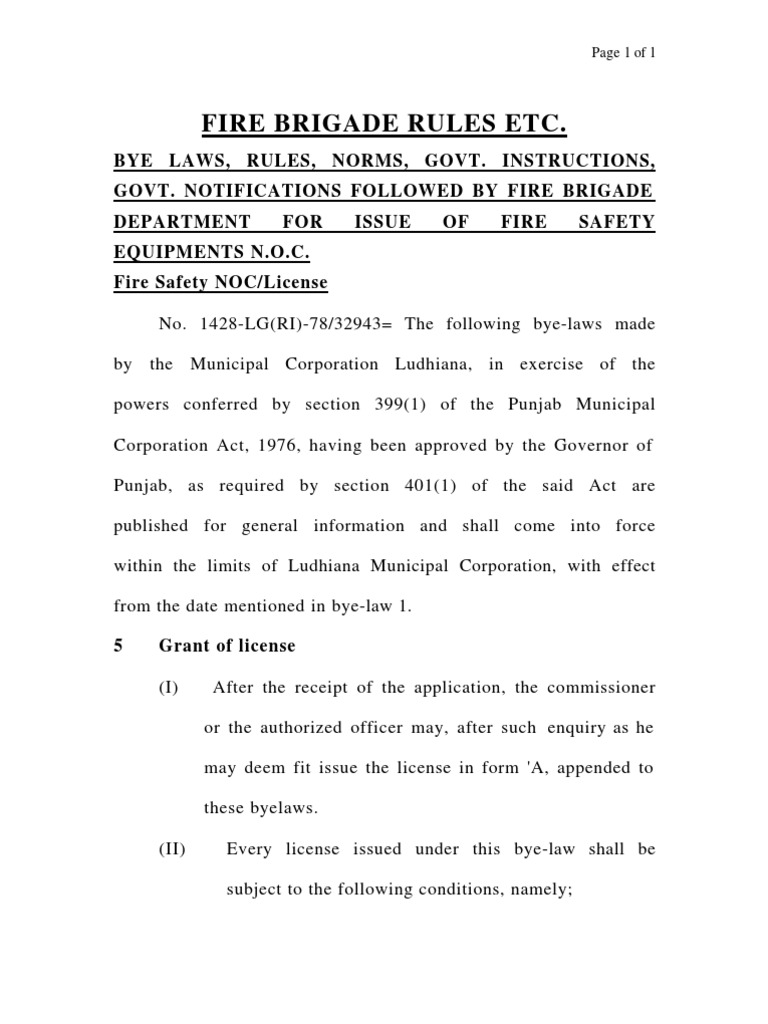 Fire Wing Rules PDF Fire Safety License