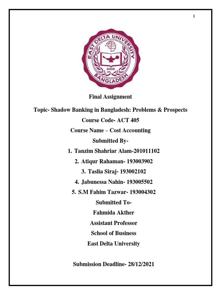 Shadow Banking In Bangladesh Problems Prospects Pdf Pdf