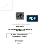 Whodas 2.0 36 Items. Administraddo Por Entrevistador A Usuario.