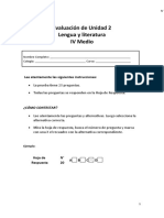 Prueba (Prueba de Unidad 2 Ivº Medio Lengua y Literatura) Unidad 2