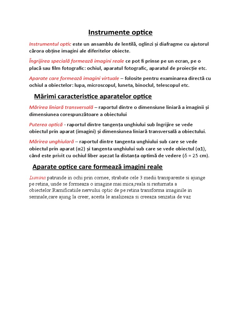 Instrumente Optice | PDF