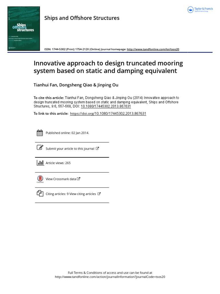 Truncated Mooring System Design Innovation | PDF | Genetic Algorithm ...
