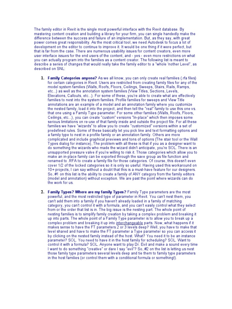 Enhancing Revit Family Editor Features | PDF | Autodesk Revit ...