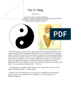 Tao Te Ching (În Română) - Cartea Despre Cale Și Virtute | PDF