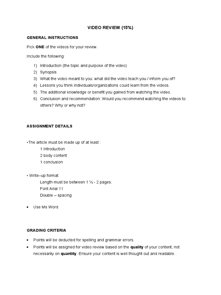 Video Review PDF