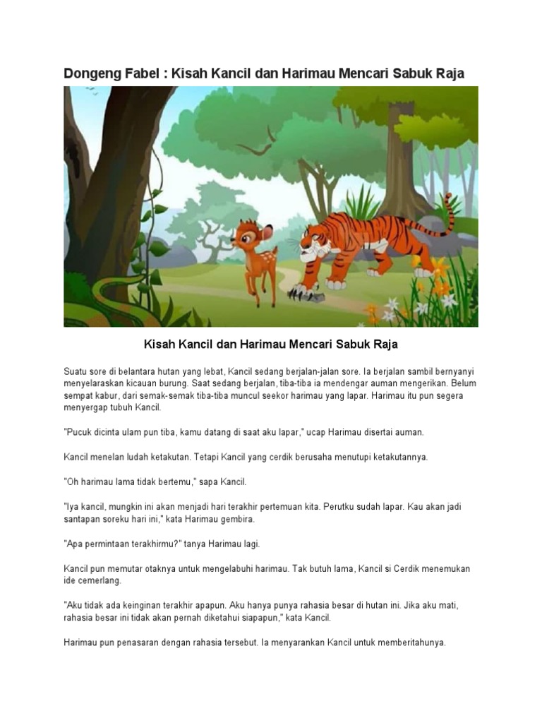 Kancil dan Harimau: Mencari Sabuk Raja | PDF