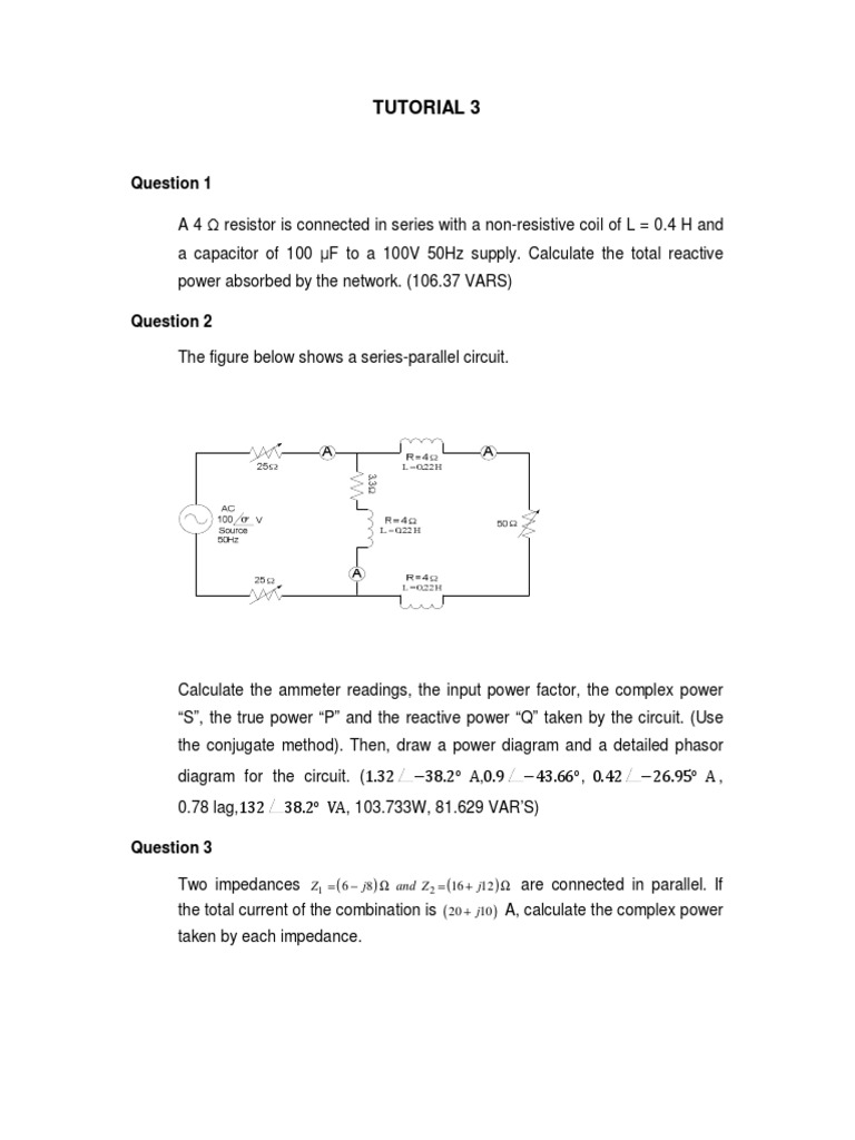 Tutorial 3 | PDF | Ac Power | Computer Engineering