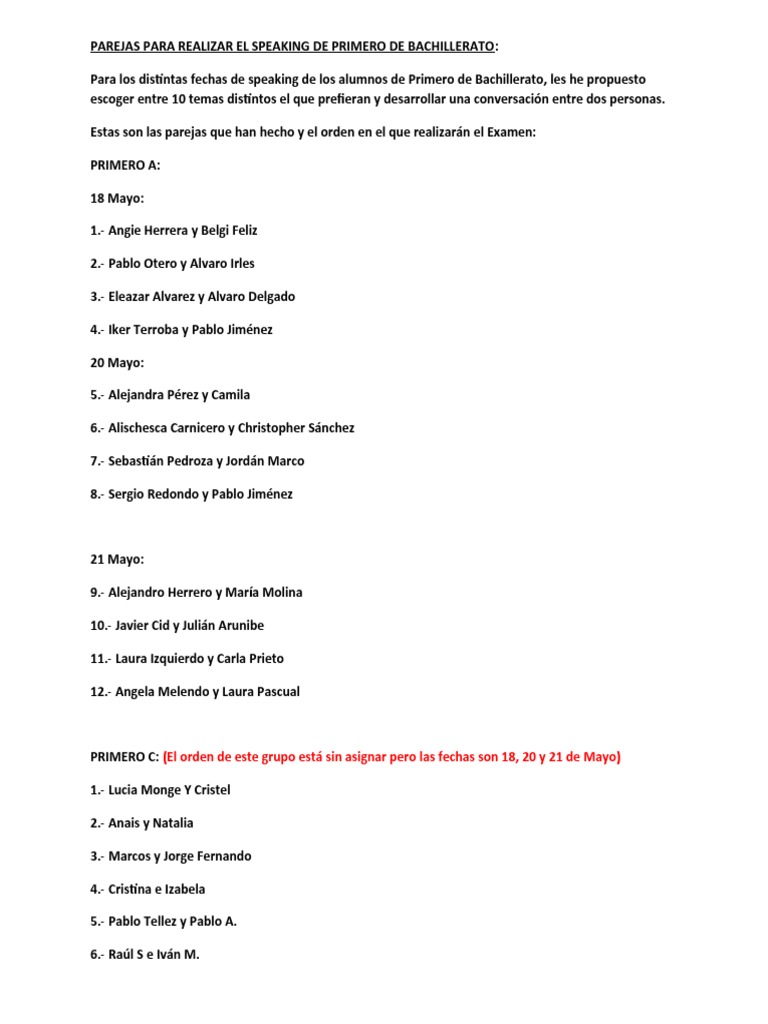 Speaking Test | PDF