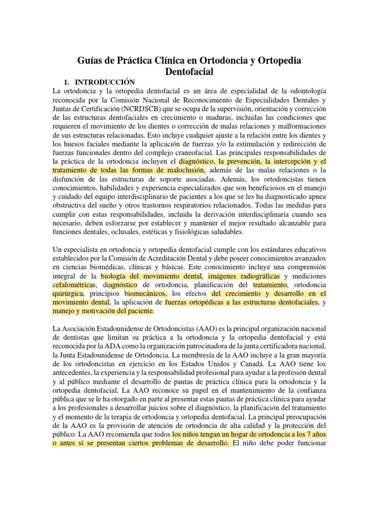 Guías de Práctica en Ortodoncia y Ortopedia | PDF