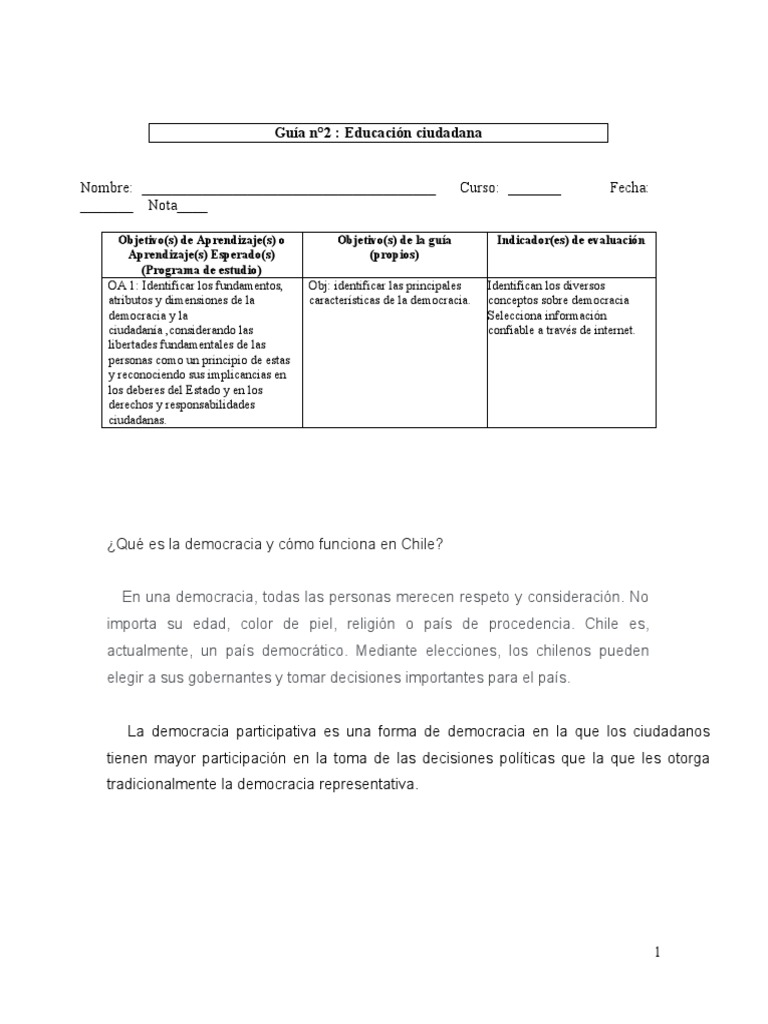 Guía de Educación Ciudadana en Democracia | PDF | Democracia ...