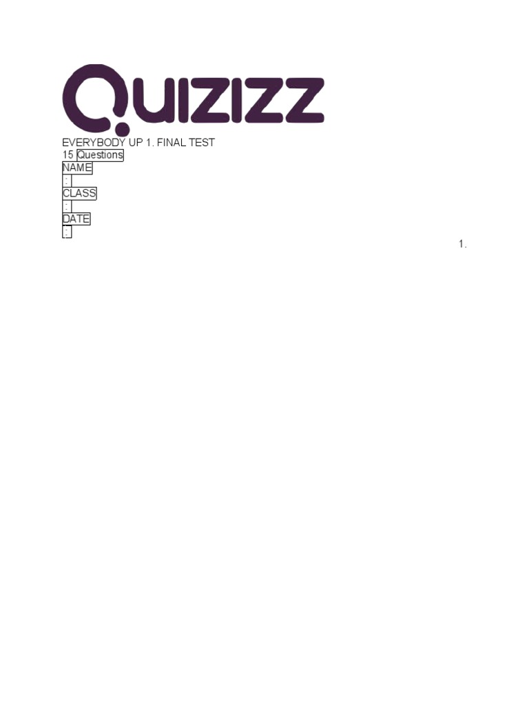 Everybody Up 1 Final Test Questions | PDF