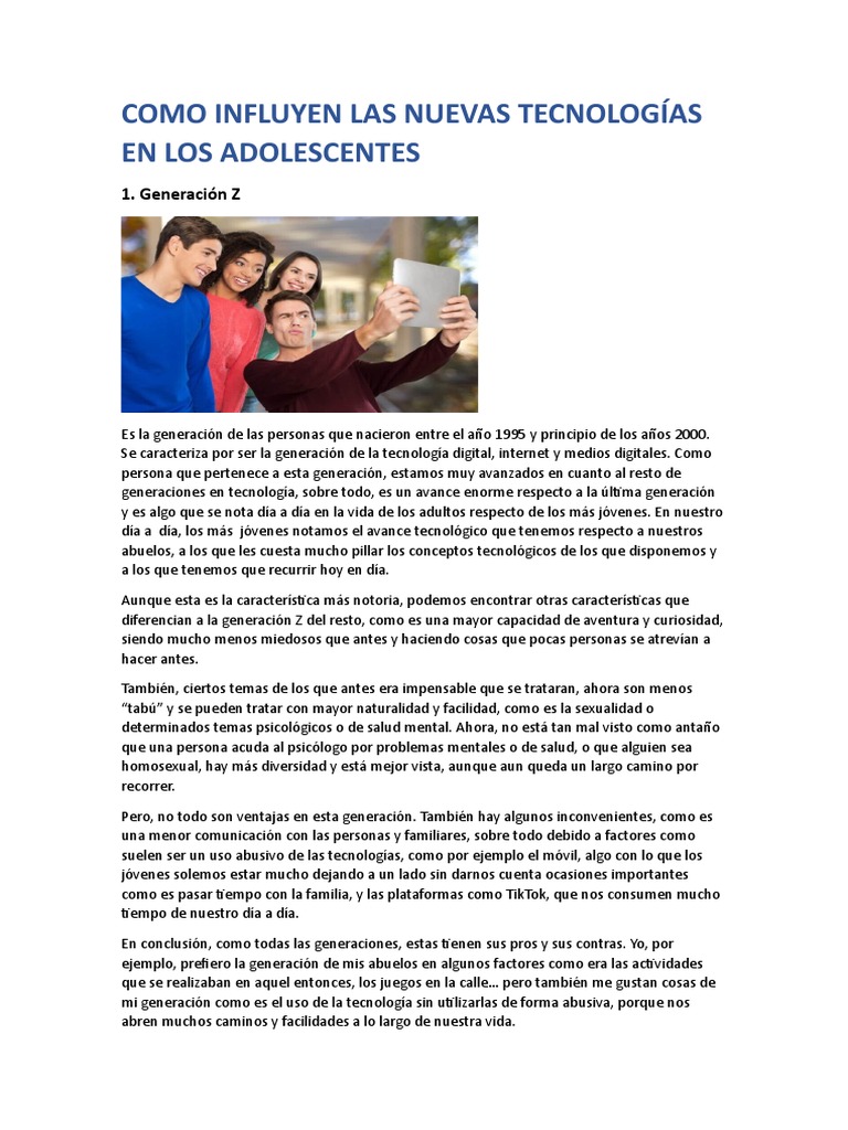 Impacto de la Tecnología en Adolescentes | PDF | Acoso cibernético ...